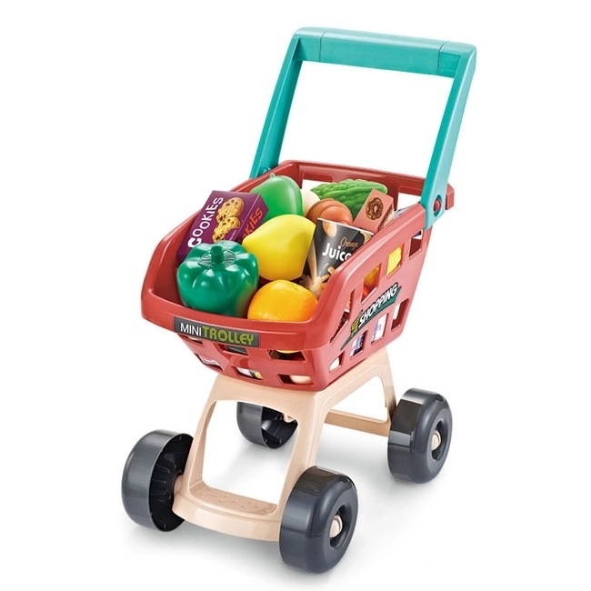 Supermarkt met winkelwagentje en scanner