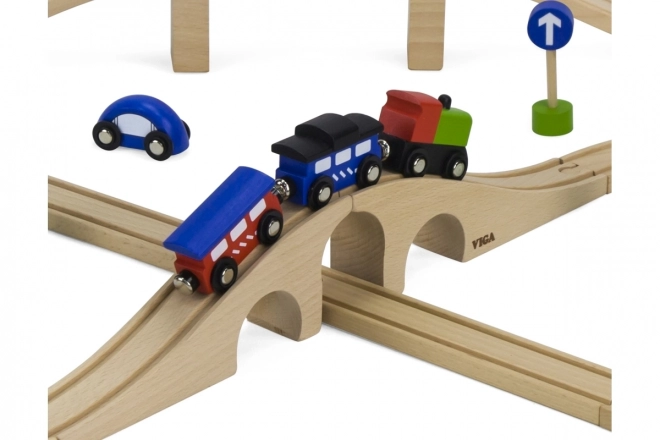 Viga Houten Treinset 49 stuks