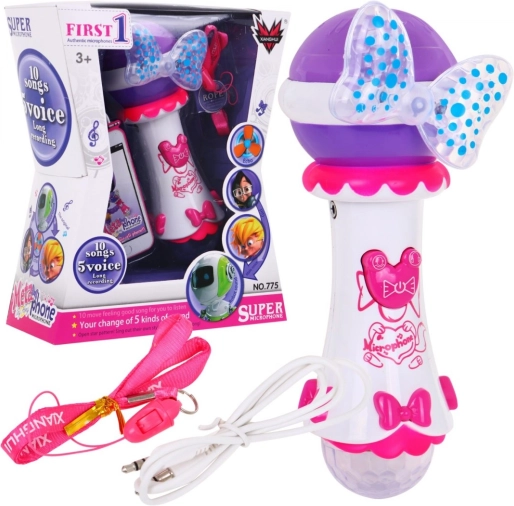 Kinder karaoke microfoon met stem-effecten en MP3 – Roze