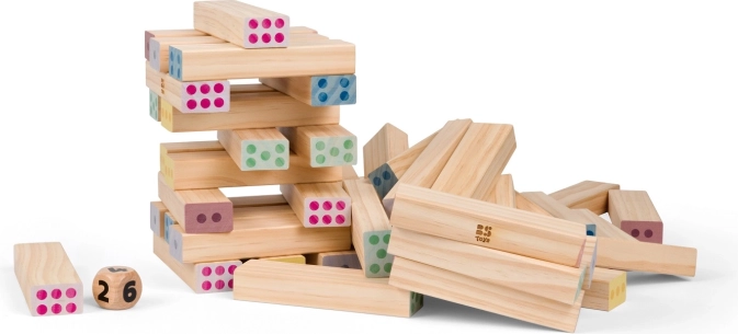 Reusachtige cijfertoren – houten balansspel voor kinderen en volwassenen
