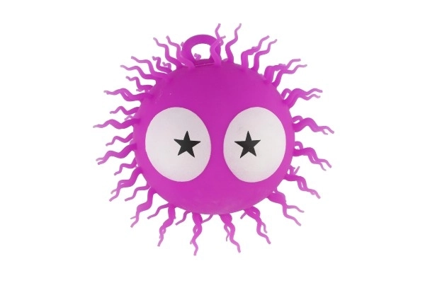 Harpige, antistress bal met haar knijpen, siliconen 14cm op batterijen met licht 4 kleuren in zak 6 stuks in doos