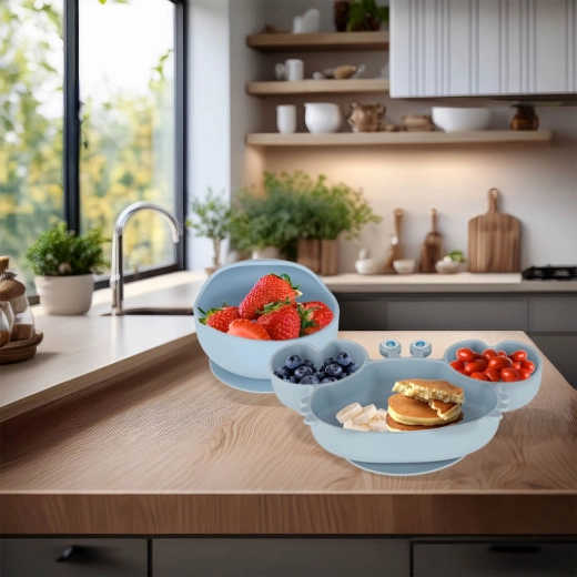 Stabiel bord en kom met zuignap