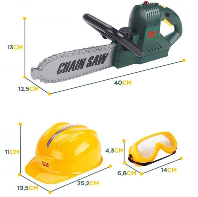 Grote set zaag, helm, bril en handschoenen Woopie