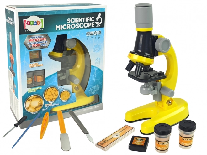 Microscoop voor wetenschappers Educatieve set Geel 100x 400x 1200x
