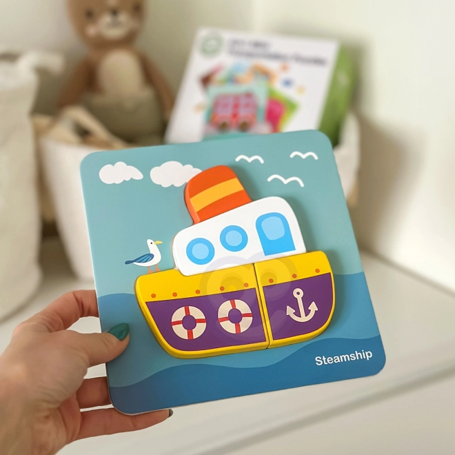 Woopie houten puzzel voertuigen Montessori FSC