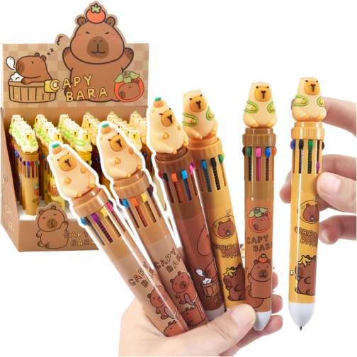 Meerkeuren pen met capibara-figuurtje