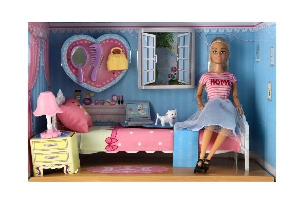 Pop Anlily met slaapkamer kunststof 26cm met accessoires in doos 37x27x17cm