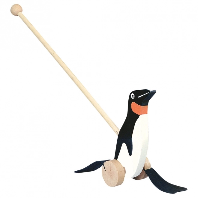 Bino Pinguïn op stok zwart-wit