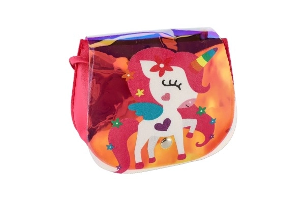 Handtas/Rugzak regenboog eenhoorn plastic 4 kleuren in zak 17x15x3cm
