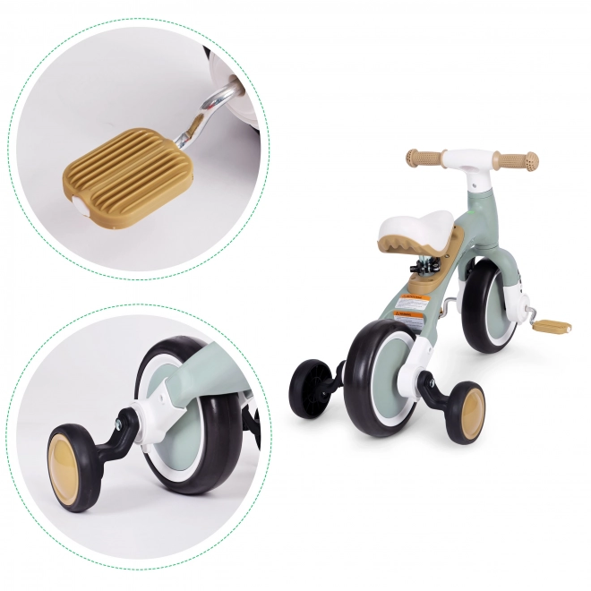 Balansfiets met pedalen - training zijwieltjes 3in1 ECOTOYS – Groene