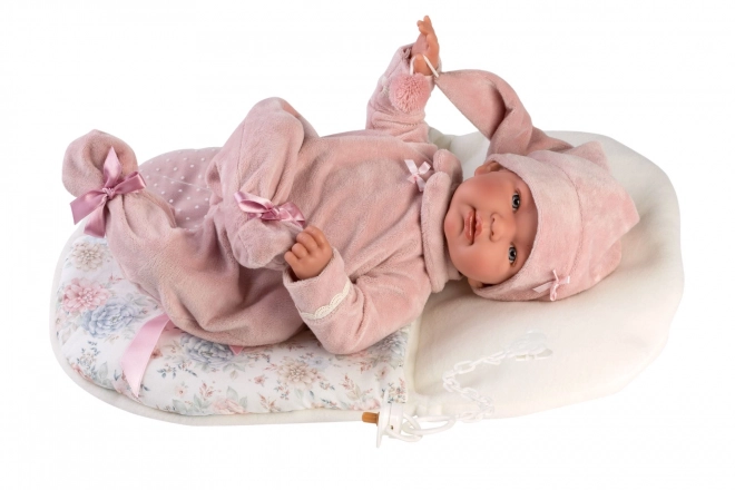 Llorens 84450 NEW BORN - realistische babypop met geluiden en zacht stoffen lichaam - 44 cm