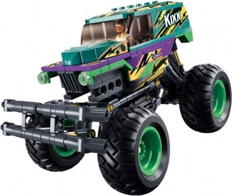 Sluban opwindauto Bigfoot groen‑paars