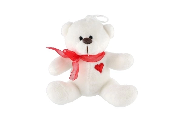 Pluche teddybeer met strik en hart 12 cm