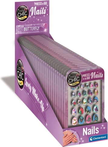 Zelfklevende nageltips CRAZY CHIC Vlinder van Clementoni