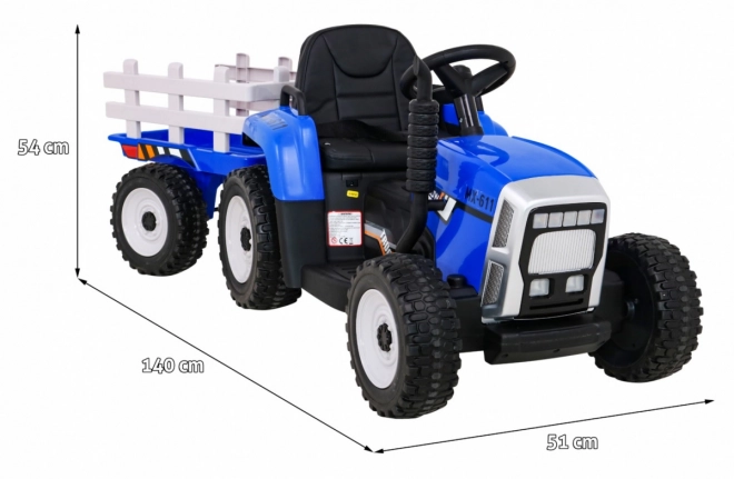 Kindertractor met aanhanger blauw