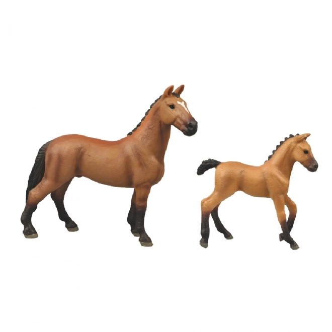 Set paarden met omheining - bruin met witte vlek