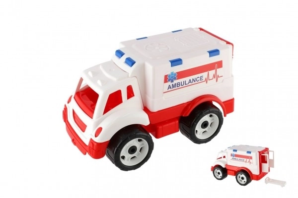 Wit plastic ambulance autootje