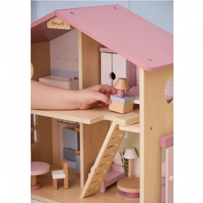 Grote houten poppenhuis met accessoires PolarB Viga