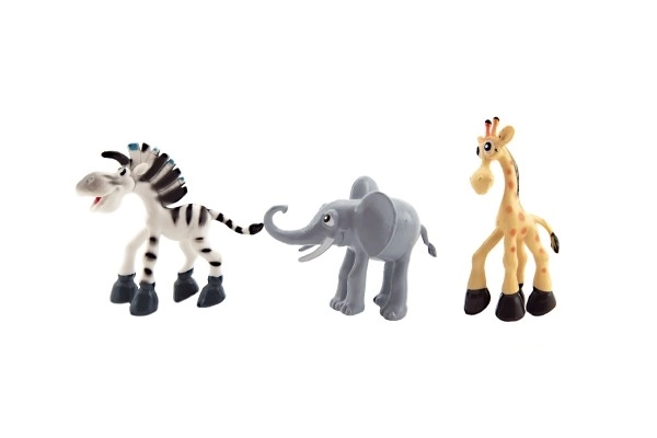 Vrolijke safari ZOO dieren van plastic 9-10cm 6 stuks in zak