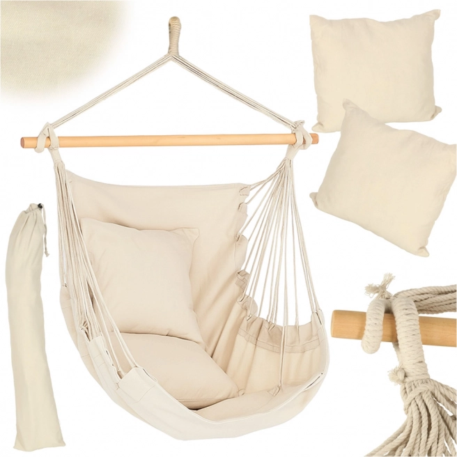 Braziliaanse hangstoel met voetensteun 130 cm beige