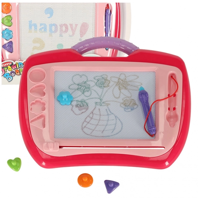 Groot magnetisch tekentableau voor kinderen met stempels - roze XL