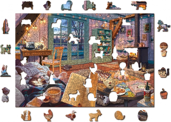 Houten puzzel knus huisje