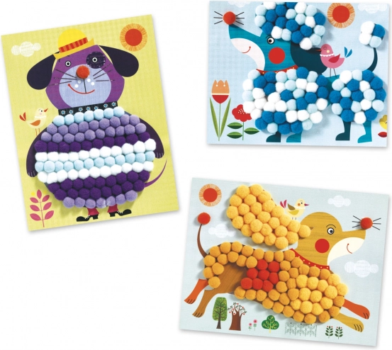 Collages met pompons Hondenspel door Djeco