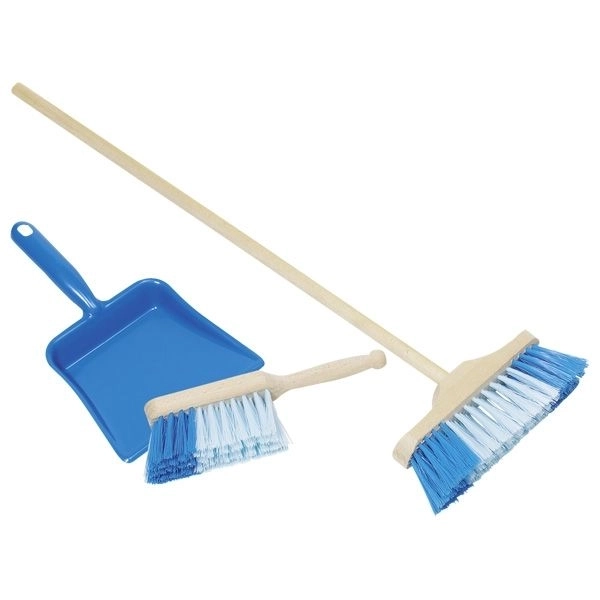 Goki Veegset met bezem 3-delig blauw
