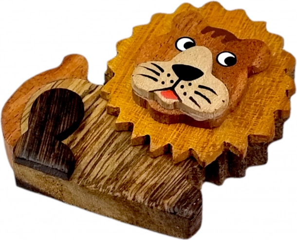 Houten magneet leeuw – handgemaakte koeldecoratie