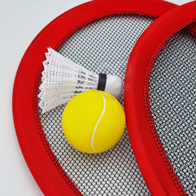 Grote rackets voor tennis en badminton voor kinderen set met bal en korfje