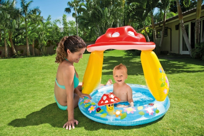 Opblaasbare bodem zwembad baby paddenstoel 102x89cm van 1-3 jaar