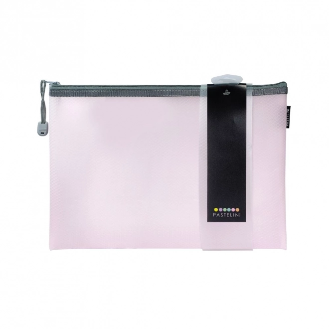 Net envelop met rits roze A4 Pastelini