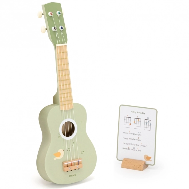 Houten ukulele voor kinderen groen met noten