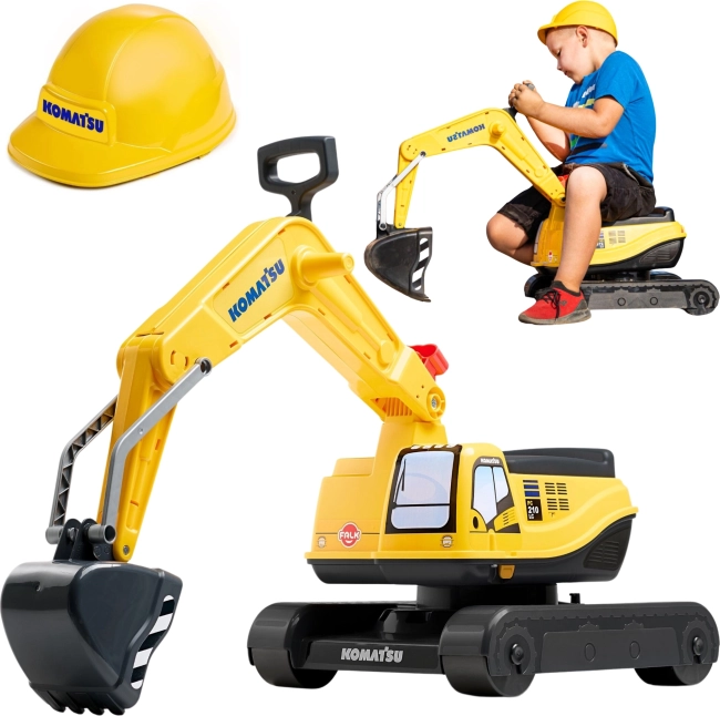 rijdende graafmachine KOMATSU met draaibare cabine en helm