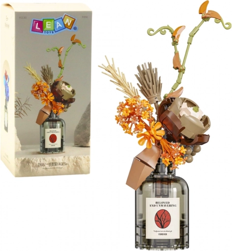 Bouwset Herfstboeket bloemen in beige-bruine vaas, 362 stukjes