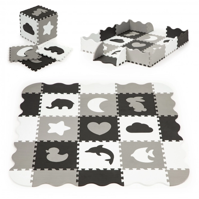 ECOTOYS Foam puzzel Dieren en vormen zwart-wit SX met randen