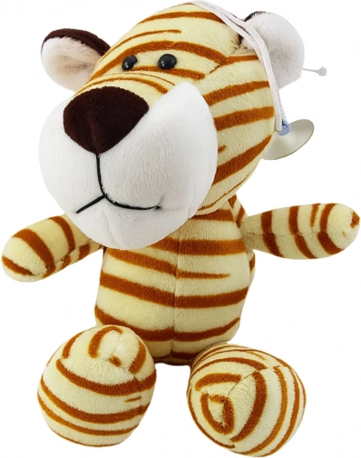 Pluchen tijger met zuignap, crème, 23 × 12 cm