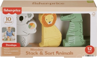 Fisher-Price houten diertjes – stapel- en sorteerspel