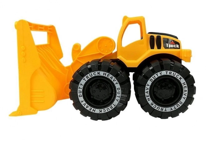 Grote vrachtwagenspeelgoed met aanhanger en bulldozer 49 cm