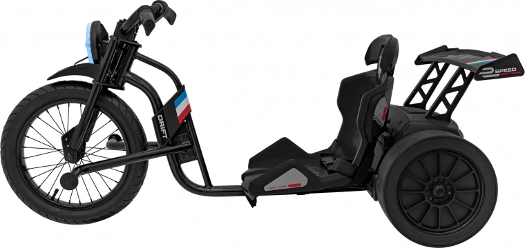 Driftende achterwielen en sportstoel