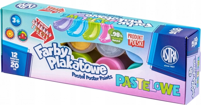 ASTRA pastelkleurige plakkaatverf 12×20 ml (2 metallic tinten)