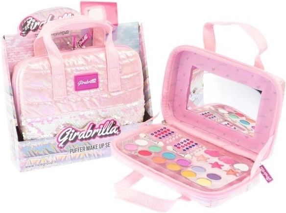 Make-uptasje GIRABRILLA met roze pailletten en spiegeltje