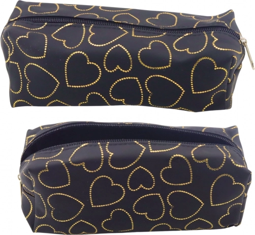 Zwart etui met gouden hartjes