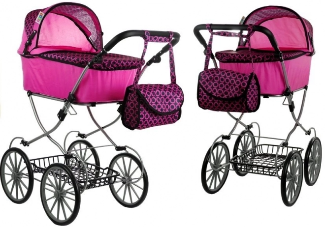 Kinderwagen voor poppen Alice Retro, groot, diep, tas