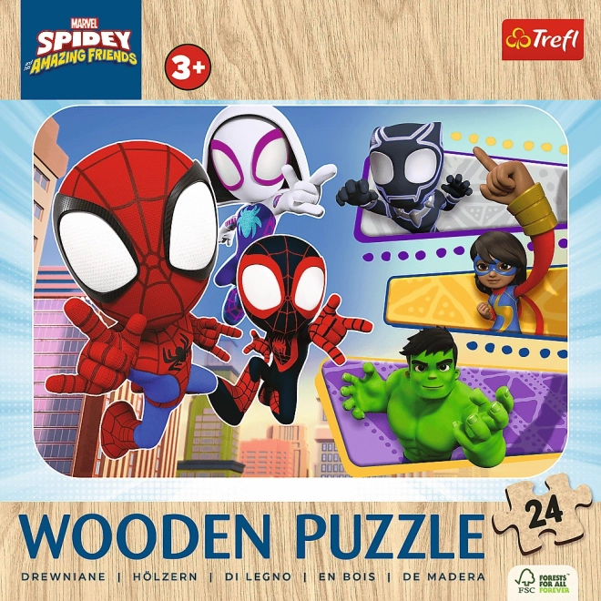 TREFL Houten puzzel Spidey en zijn geweldige vrienden 24 stukjes