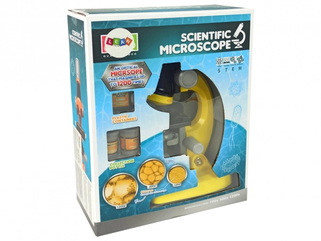 Microscoop voor wetenschappers Educatieve set Geel 100x 400x 1200x