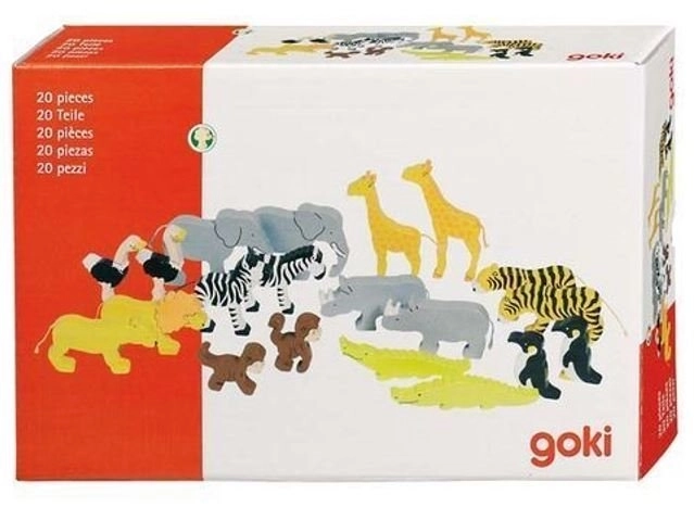 Houten dieren Goki - set van 20 stuks