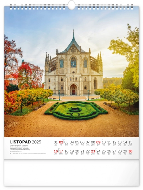 NOTIQUE Muurkalender Tsjechië 2025, 30 x 34 cm