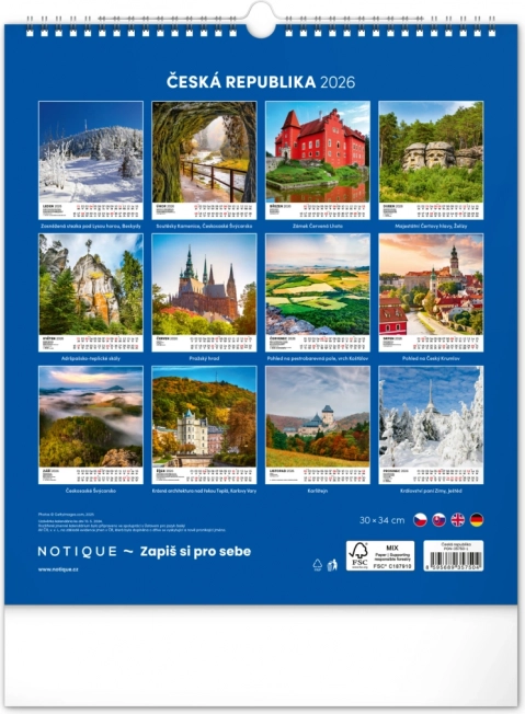 Wandkalender Tsjechische Republiek 2026