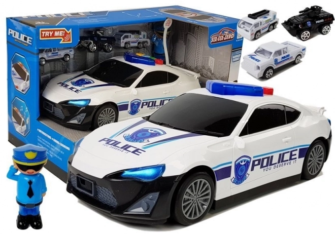 Politieauto met garage 2-in-1 met geluid en licht